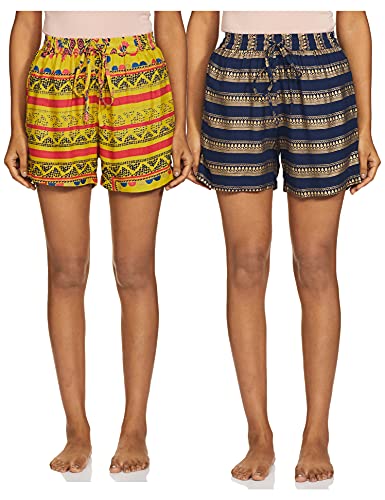 Image of Indigo Women's Bermuda Shorts (Pack of 2) (Aw21 /BLC-092 Lime+ Navy M