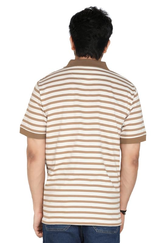 Image of Particle Men's Plus Size Big Size Cotton Polo Collar T-Shirt | Relaxed Fit Striped Half Sleeve | 100% Cotton 210 GSM | Smart Casual | Sizes 2XL-6XL | Breathable Summer Wear