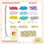 Story Magic Wooden ABC Bead Kit, Premium Wood Jewelry Making Kit, 350+ Wooden Beads & Charms for Beading Bracelets, Great for Playdates & Sleepovers, Arts & Crafts Kit Set for Kids