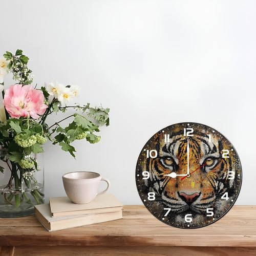 Reloj de pared analógico silencioso madera redondo 10 pulg miniatura 4