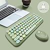 MOFII Mini Wireless Keyboard Mouse Set Round Keycap Multi-Colour Cute Lovely for Girls 84 Key (Multicolor Green)