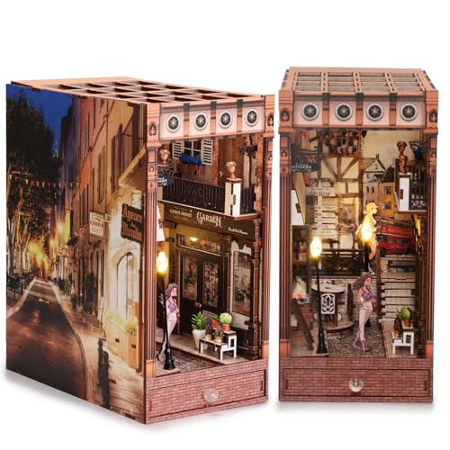 SainSmart Jr. Book Nook Kit - DIY Dollhouse Bookshelf Insert Decor Crafts with Sensor LED Lights, 3D Wooden Puzzle Bookends for Adults and Teens by SainSmart Jr. - Used condition - US$17.41