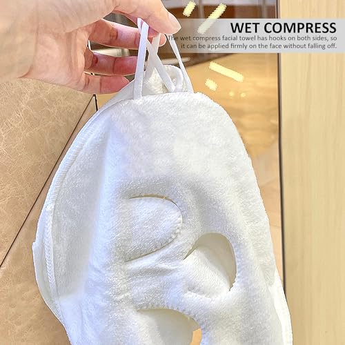 2 Pack of Hot Compress Towels, Three-Hole Hanging Ear Facial Heat Therapy Towel, Steamed Facial Towel, Hot and Cold Compress Facial Towel, Wet Compress Facial Towel - Image 4