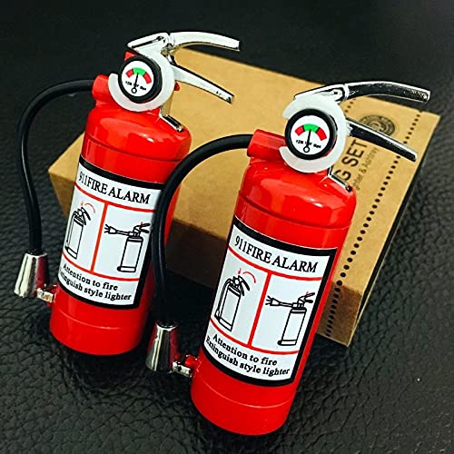 XUYUN Mini Metal fire Extinguisher Shape Lighter Refillable Butane Gas Lighter Creative Inflatable Cigar Cigarette Lighter with LED Flashlight
