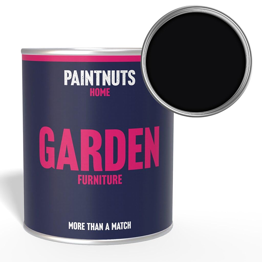 Paintnuts Jet Black Garden Furniture Paint - Ral-9005 - Gloss 1 Litre Tin