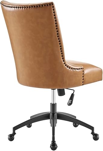 Miniatura 4 de Modway Empower Channel - Silla de oficina de cuero vegano capitoné, color negro y marrón, 27 x 22 x 38.5 pulgadas