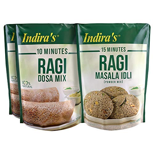 Combo Ragi Dosa Mix (500g EachPack of 2) and Ragi Masala Idli Powder Mix (400gPack of 1)