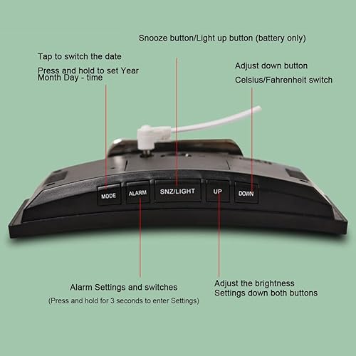 Miniatura 7 de Reloj electrónico LED de escritorio, brillo ajustable Digital despertador para dormitorio, reloj con pantalla de temperatura