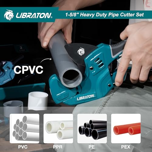 Libraton PVC Pipe Cutter, Up to 1-5/8", Ratchet Pipe Cutter Tool for PEX, PVC, PPR Plastic Hoses Plumbing, Heavy-Duty Pipe Cutter with Deburring Tool Replacement Blade, 2 Adjustable Cutting Ranges by LIBRATON - Image 8