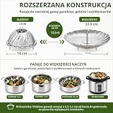 Bangshou Parowar ze stali nierdzewnej, regulowany kosz parowy na warzywa i owoce, składany kosz, odporny na rdzę, kwiat stokrotki do gotowania na parze (9 cali)