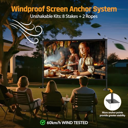 Beamer Leinwand Outdoor mit Stativ: LEORFI 120 Zoll Projektionswand Ständer Portable faltbar Front/Rückprojektion Bodenleinwand mit Tragetasche - Upgraded Sturdy Base für Heimkino, Filme Nächte