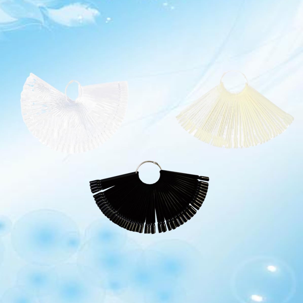 3pcs Fan Shaped Nail Color Display Card for Nail Art Practice and Painting Plastic Manicure Practice Tool with Smooth Surface Convenient to Carry and Use for Freshmen Artists