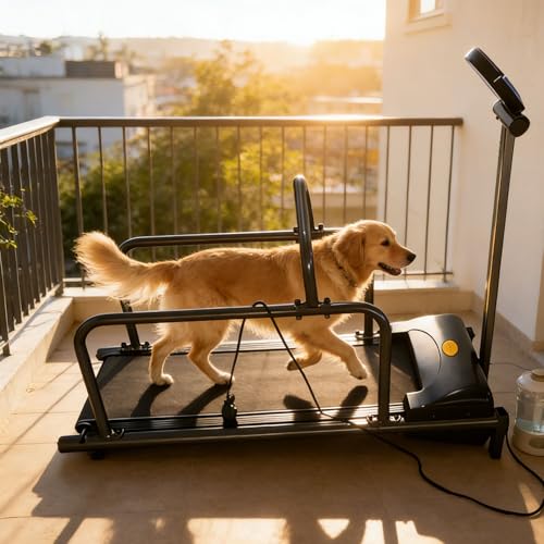 DowPie Cinta de Correr para Perros, máquina de Entrenamiento para Perros, con pasamanos y barandillas, Monitor LCD, portátil con Ruedas