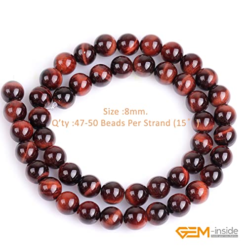 GEM-Inside 8mm Red Tiger Eye Round Smooth Beads for Jewellery Making 16In by GEM-INSIDE CREATE YOUR OWN FASHION - Used condition - Image 2