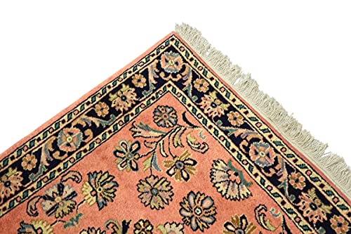 Tapis tissé à la main fleuri rose Sarough 80 x 240 cm idéal pour votre couloir