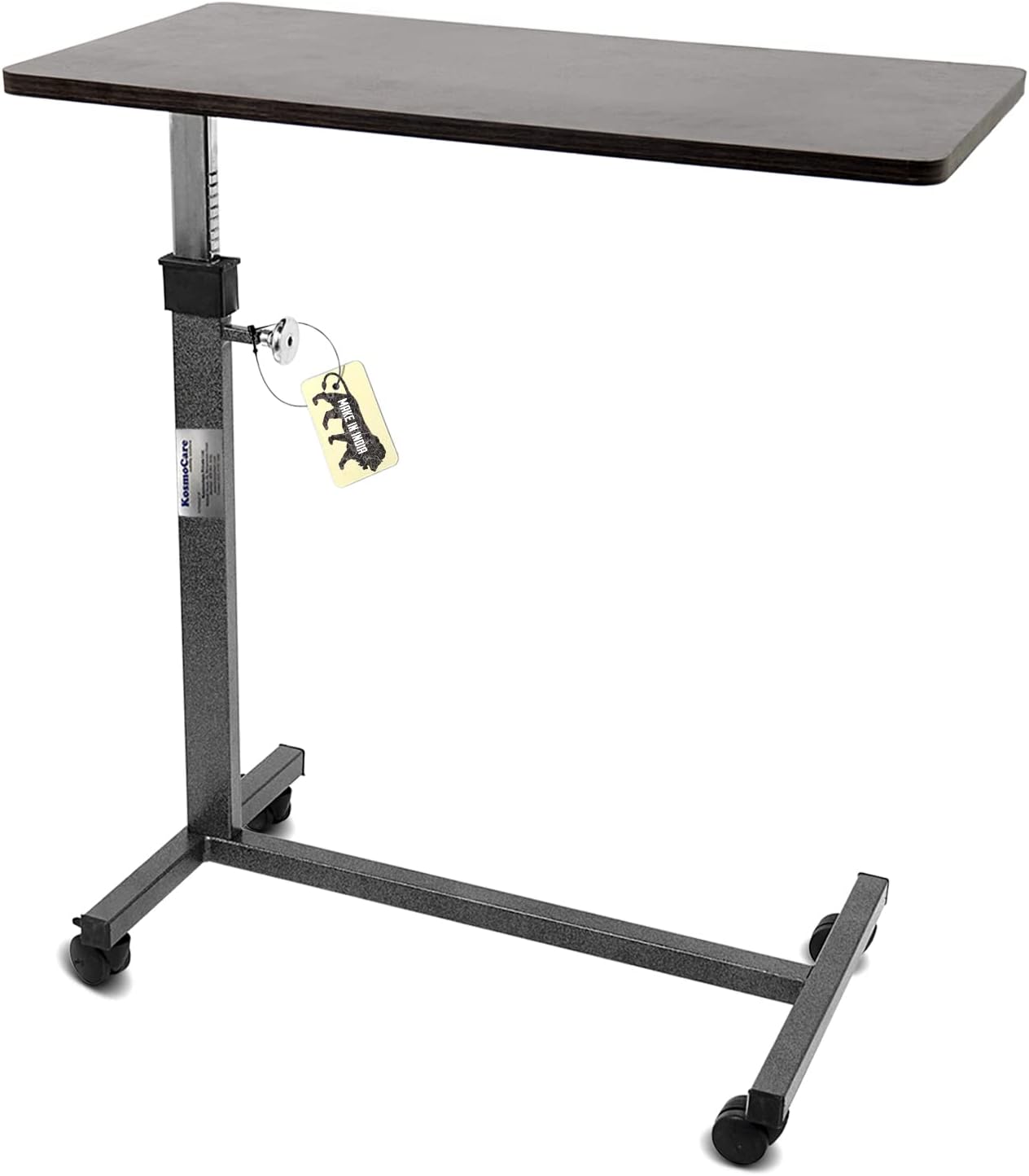 Height Adjustable Heavy Duty Multipurpose Trolley|Overbed Table|Tabletop for Patients and Hospital (Wood)