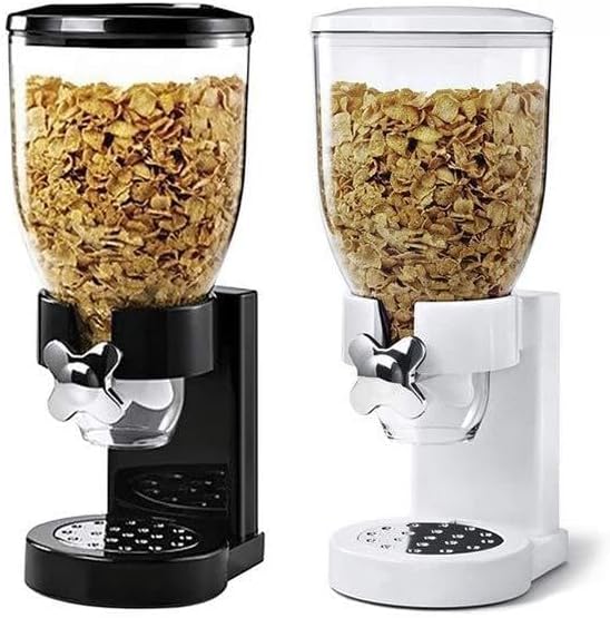 Dry Food Dispenser Single Cereal Dispenser, ABS Plastic Food Storage Container for Kitchen with Easy to Design, Suitable for Cereals Oats Nuts Rice Dog Food Cat Food (White)