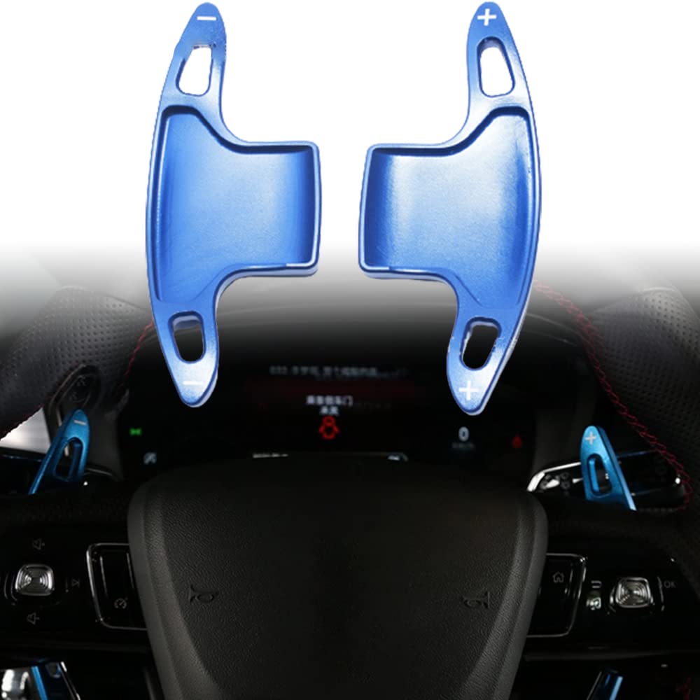 Bmolpt Custom Interior Accessories 2PCS For Lincoln Aviator Corsair 2020 2021 2022 2023 Nautilus 2019 2020-2023 Aluminum Alloy Steering Wheel Shift Paddle Shifter Extensions Cover trim(BLUE)
