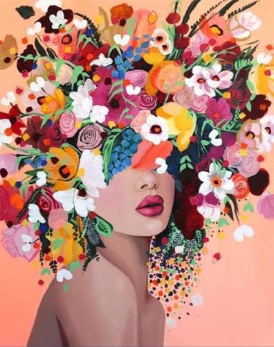 Eiazuiks Diamond Painting Kits for Adults, Flowers Girl 5D DIY Diamond Art Kits Full Drill Diamond Dots for Gift Wall Decor Gem Arts 12×16 inch