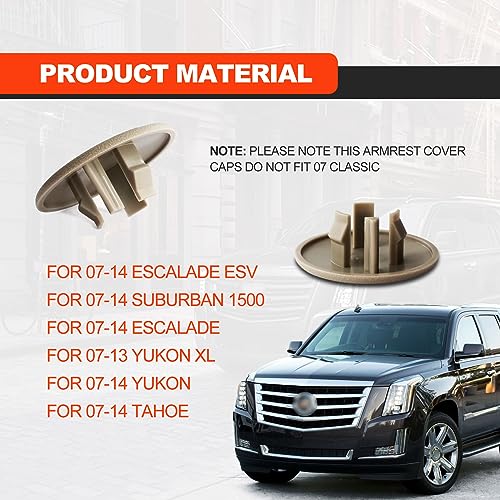 2pcs Armrest Cap Cover Compatible with 07-19 Tahoe Suburban Yukon Cadillac Escalade Seat Parts - Replaces 15279689 Vehicle Accessories Left or Right Rear Bucket Seats Arm Rest Handle Trim Bolt-Beige - Thumbnail 3