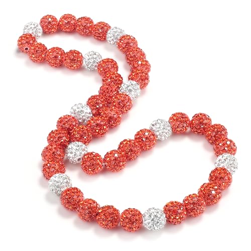 QINJIEJIE Baseball Necklaces for Mets,16in Orange Necklace Bling Diamond Rhinestone Gifts Jewelry for Men,Ice Collection Baseball Drip Accessories