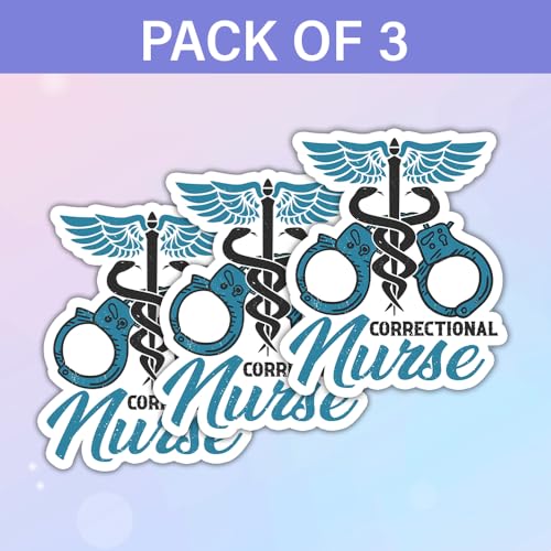 Image of SODAVA 3Pcs Correctional Nurse Sticker, Medical Correctional Nursing Prisoners Cuffs Jail Hospital Stickers for Laptop Water Bottle Phone Accessory Boat Car Bumper Window Helmet, Stickers
