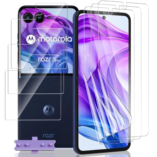 [3+3 Pièces] Yieehhow Protection D'écran pour Motorola Moto Razr 50 Ultra/60 Ultra, HD Souple TPU Film et Verre Trempé Arrière, Anti-Rayures, Protection Écran Flexible pour Moto Razr 50 Ultra/60 Ultra