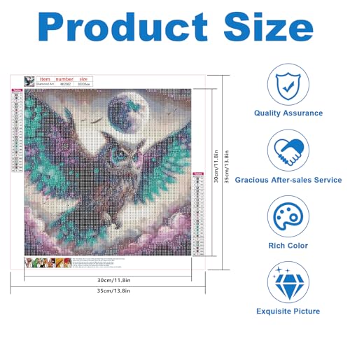 Image of AiYuanzsh 5D Diamond Art Kits for Adults, Fantasy Owl Diamond Painting Dots Art Kits for Adults Beginner, Starry Moon DIY Full Round Gem Crystal Art Paint by Diamonds, Home Wall Decor 13.8x13.8 Inch