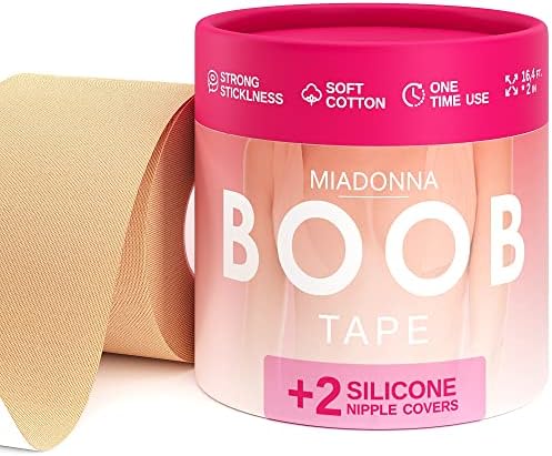 Boob Tape, Boobytape for Breast Lift with Pair of Reusable Nipple Covers, Breast Tape Lifting Large Breast, Boobtape Water and Sweat Resistance Bra Tape, Sticky Body Tape, Aesthetic Breast Tape Suitable for A-E Cup Lifting Large Breast