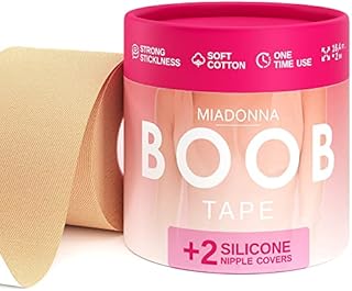Boob Tape with Pair of Reusable Nipple Covers – Breast Lifting Tape – Sticky Body Tape – Water and Sweat Resistance Bra Tape – Aesthetic Breast Tape Suitable for A-E Cup Lifting Large Breast