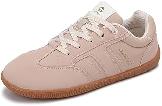 TARELO Barfußschuhe Damen Breiter Zehenbox Barfuss Schuhe Leichte Atmungsaktiv Leder Minimalistische Freizeitschuhe Barefoot Shoes Größe 36-41
