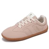 TARELO Barfußschuhe Damen Breiter Zehenbox Barfuss Schuhe Leichte Atmungsaktiv Leder Minimalistische Freizeitschuhe Barefoot Shoes Größe 36-41(A Rosa,Größe 39)