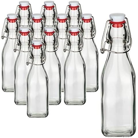 gouveo Juego de 12 botellas de cristal de 250 ml con cierre de clip Cover