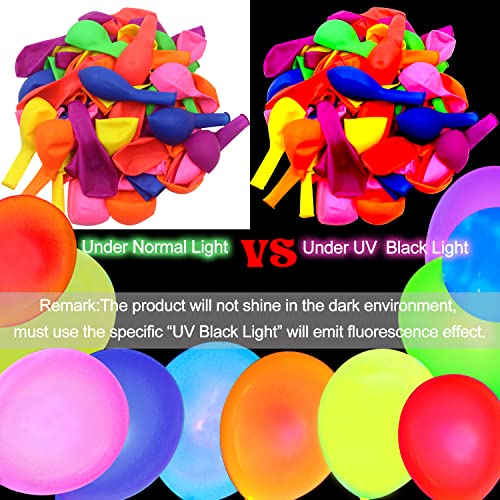 110 Pack Colored Uv Neon Balloons Glow Balloons Neon Party Decorations Glow In The Dark Party Supplies Balloons Black Light Neon Latex Fluorescent Balloons For Kids Birthday Glow Party Decoration #TOP2
