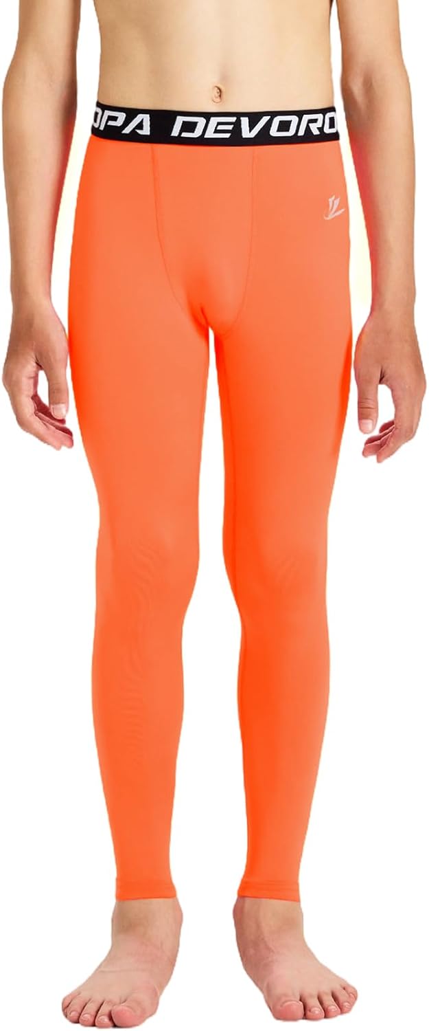 DEVOROPA Youth Boys' Compression Leggings Sports Tights Fleece Lined Thermal Base Layer Pants - Image 2