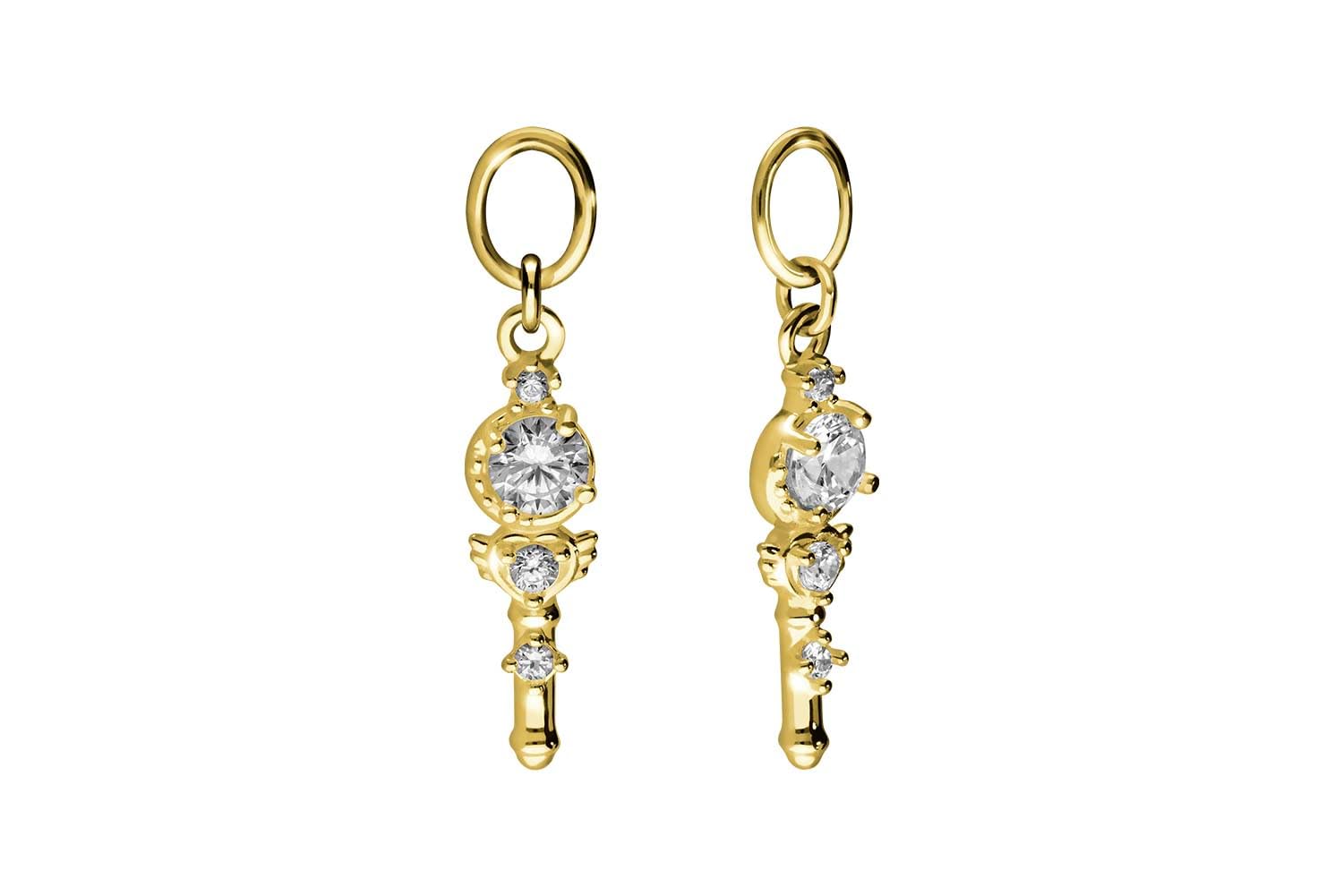 PIERCINGLINE 18 Karat Gold (750 er) Anhänger für Clicker Bauchnabelpiercing Creolen KRISTALLSTAB Piercing Gelbgold