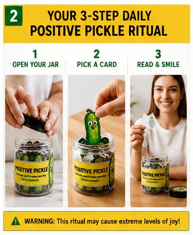 Positive Pickle Affirmation Cards in Jar, 60 Funny Inspirational Cards, Gifts for Women, Teen Girls & Adults, Birthday, White Elephant, Stocking Stuffers & Back to School Gifts image 5