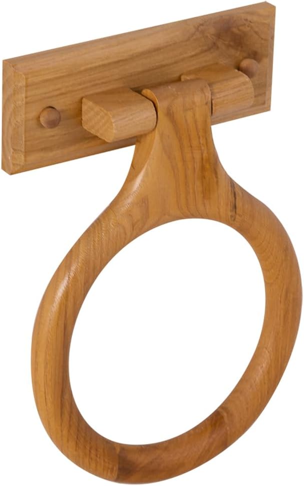 Honey Oak Towel Ring - Wall Mounted Bathroom Hardware - Solid Wood
