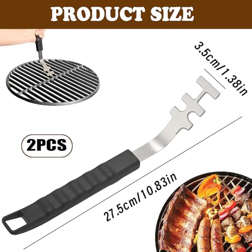 Ahaimy 2 Stück Hitzebeständige Grillrostheber,Grillrost Heber, Grillrostheber Anti-Verbrühung, Grillzubehör Für Gusseisen- Und Edelstahlroste, Universelles Grillwerkzeug, Fur BBQ Und Camping
