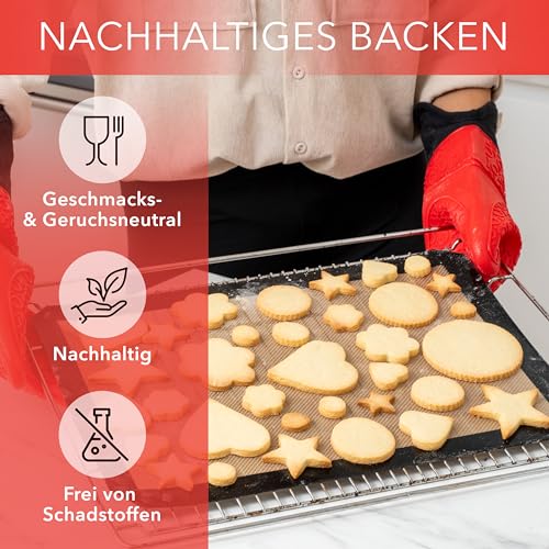 AVANA Backmatte aus Silikon (3er Set) Wiederverwendbare Backfolie Silikonmatte Antihaftbeschichtung Rutschfest Teigmatte Hitzebeständige Backunterlage