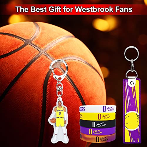 Rw-Westbrook Silicone-Bracelet Russell-Keychain La-Lakers-Basketball-Pendant, #0 Westbrook Signature Quotes Rubber Wristbands For Men, Basketball Sports Wristbands Boys Gifts For Russell Fans (7-Pack) #TOP6