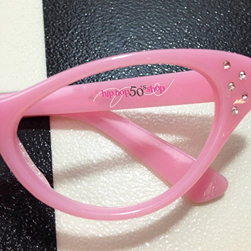 Hip Hop 50S Shop Womens Cat Eye Rhinestone Glasses, Light Pink #TOP5