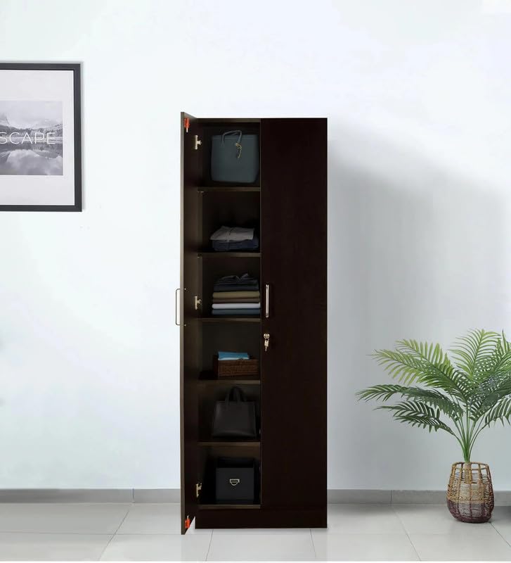 Image of Mintwud Pepperfry Engineered Wood Kenzou 2 Door Wardrobe | Wooden Almirah with Adjustable Shelves Storage Cabinet Cupboard for Bedroom Living Room Home Furniture (Wenge Finish)