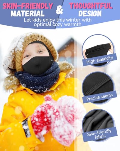 Hikenture Kids Balaclava Ski Mask - Kids Ski Neck Gaiter & Toddler Fleece Neck Warmer w/Helmet Liner Hood2