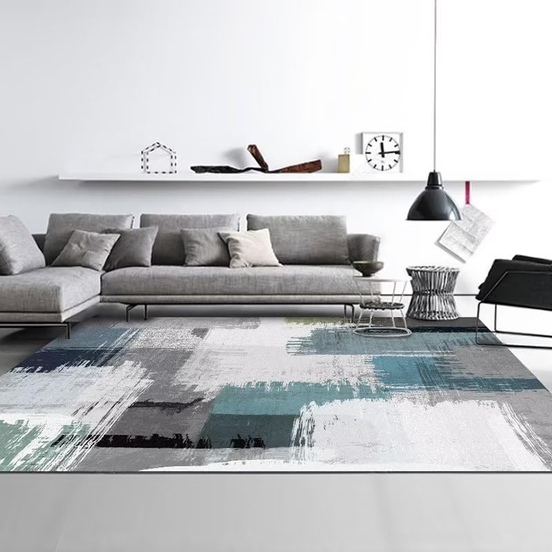 Tapis bleu vintage 40x60 cm lavable en machine pour salon et terrasse
