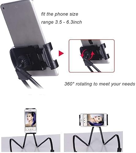 Miniatura 3 de Airlxf - Soporte para teléfono celular colgante en el cuello, soporte flexible para brazos largos, soporte de clip giratorio de 360 grados,