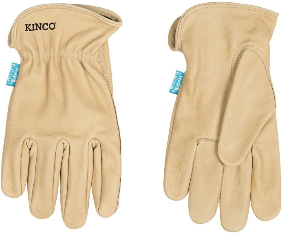 Kinco, 398P-M, Hydroflector Water-Resistant Leather Work Gloves for Men, Medium
