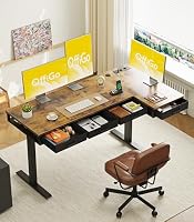 OffiGo Eckschreibtisch Höhenverstellbar mit 4 Schublade, 160 x 80cm, Braun – Ansicht 7