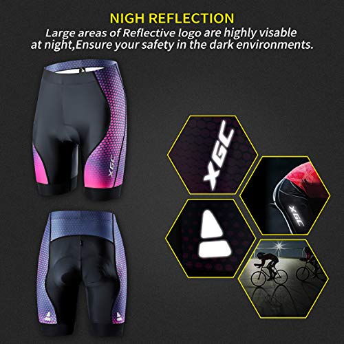 Xgc Women's Cycling Shorts Bike Shorts And Cycling Underwear With High-Elasticity And Highly Breathable 4D Padded (Black_Purple, S) #TOP2