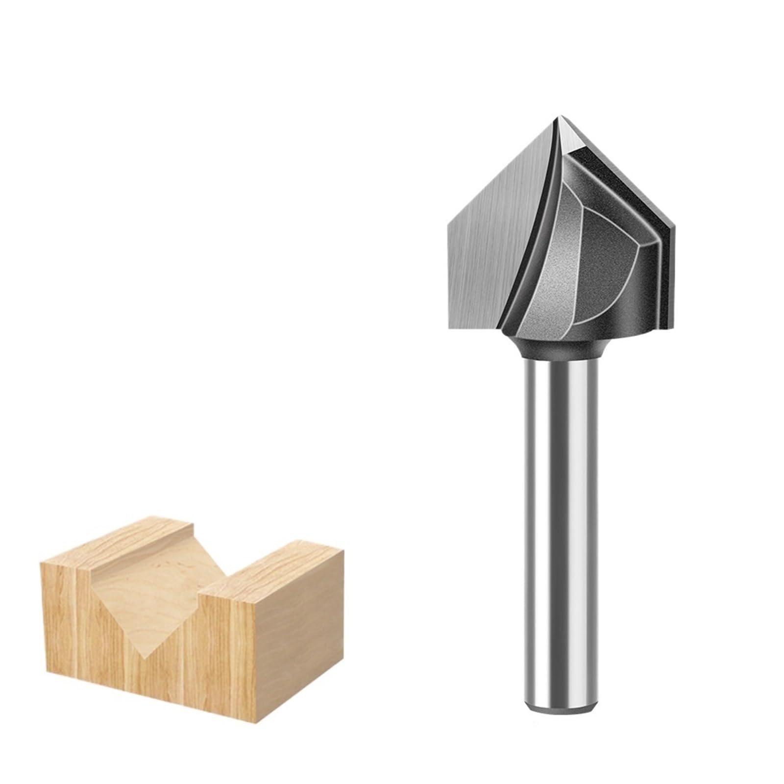 90 Degree Chamfer Router Bit - 6mm & 12mm Shank V Groove Engraving Woodworking Milling Cutter,1pcs(6x19.05mm)